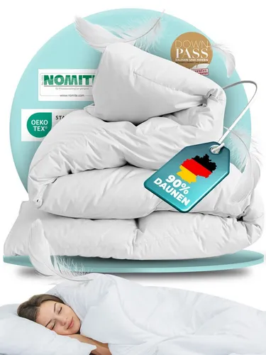 BEFA NATUR Daunendecke 135x200 cm - Ganzjahresdecke aus 90% Daunen, allergikergeeignet (Nomite) und Öko-Tex 100 Klasse 1 zertifiziert für optimalen Schlafkomfort.