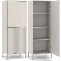 Schrank KAMARO 2DK SLIM/LIGHT CASHMIR Latten geriffelte Front + Classic - Beige