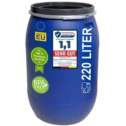 Plasteo Regentonne Weithalsfass 220 l - Lebensmittelechtes BPA-freies Sauerkrautfass mit 220 l Volumen, ideal für umweltfreundliche Bewässerung und Lagerung von Lebensmitteln.