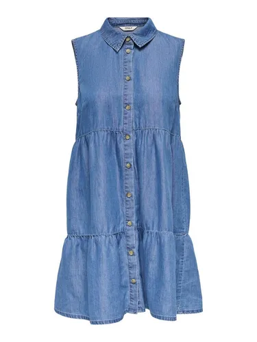 Onlbea Siesta Sl DNM Dress Bj - Freizeitkleider für Damen, lässiges Kurzarmkleid mit Hemdkragen, ideal für entspannte Sommerlooks
