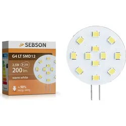 LED Lampe G4 warmweiß 3W / 20W 200lm GU4 Leuchtmittel 12V Stiftsockel SEBSON