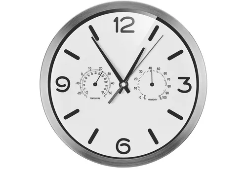 OPTUS MyTime DCF Thermo- / Hygro-Wanduhr 25cm - Weiß - Wanduhren mit integriertem Thermometer und Hygrometer, die Zeit und Raumklima überwacht. Geräuschloses Funkuhrwerk für entspanntes Wohnen.