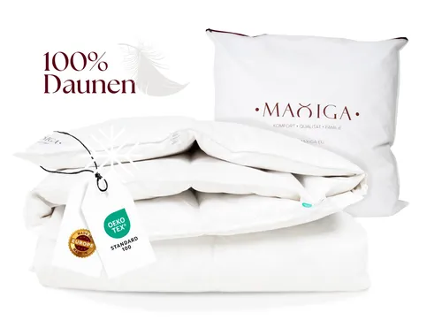 MAXIGA Winter Daunendecke 155x220 – 100% Gänsedaunen, extra warm, atmungsaktiv & waschbar - Genießen Sie warme Nächte mit der MAXIGA Daunendecke 155x220. 100% Gänsedaunen sorgen für Leichtigkeit und optimale Wärmeisolierung. Pflegeleicht und hypoallergen, ideal für empfindliche Haut.