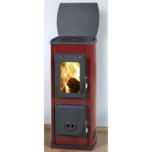 Thorma Dauerbrandofen Kaminofen MILANO II rot 5 kW - Hochwertiger Kaminofen für den Innenbereich, aus emailliertem Gusseisen mit 5 kW Leistung – ideal für wohlige Wärme und gemütliche Atmosphäre in jedem Zimmer.