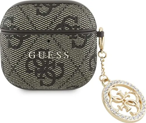 CG Mobile Guess 4G Strass Charm Fall für AirPods 4 (Braun) - Audio-Zubehör: Elegantes Hardcase aus Öko-Leder mit funkelndem Strass, schützt Ihre AirPods 4 stilvoll und sicher.