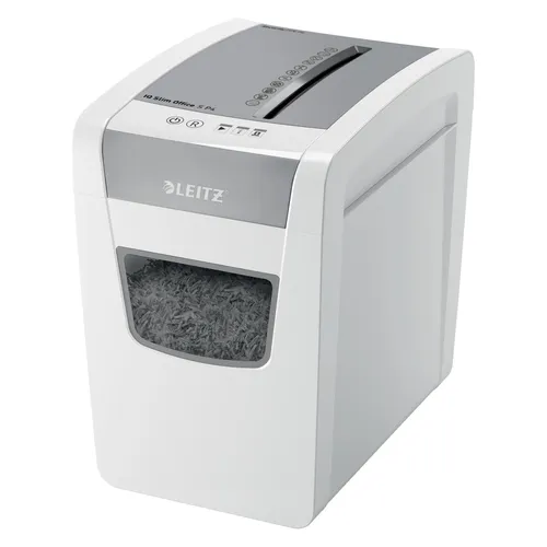 Leitz IQ Aktenvernichter Slim Office S - Leiser Partikelschnitt Schredder - Aktenvernichter für sicheres Vernichten von Dokumenten, besonders leise dank DC-Motor; ideal für Büro & Home Office, mit 23L Abfallbehälter und Anti-Papierstau-Technologie.