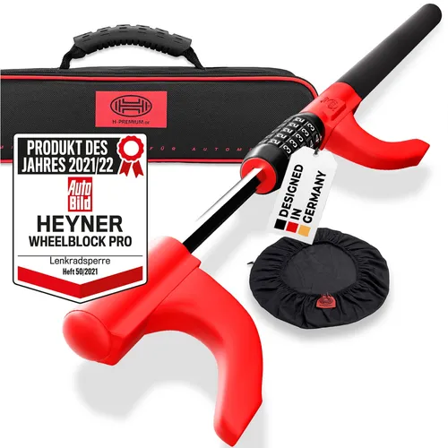 HEYNER WheelBlock PRO Lenkradsperre - Verstellbare Lenkradkralle mit Zahlenschloss für Autos, bietet hohen Schutz (Sicherheitslevel 4) und ist ideal für sicheres Parken.
