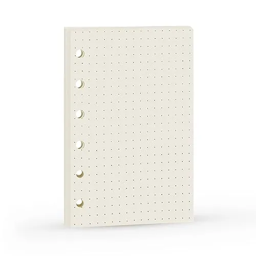 Harphia A7 Dotted Design Planner Refill 6 Holes Notebook Binder Refills, A7 Dot Matrix Planner Inserts for Filofax 100gsm Paper Pocket Size, 4.84 x 3.23