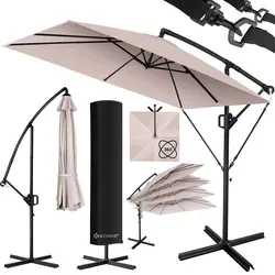 KESSER Ampelschirm Holly - Rechteckiger Sonnenschirm in Taupe - Sonnenschirme, rechteckiger Ampelschirm in elegantem Taupe, ideal für schattige Entspannung im Garten oder auf der Terrasse.