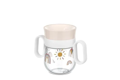 Mepal - Trinklernbecher 360° Mio - Auslaufsicher - 360 Rand ermöglicht das Trinken von jeder Seite - Leicht zu haltende Griffe - 200 ml - Sunshine & Rainbow