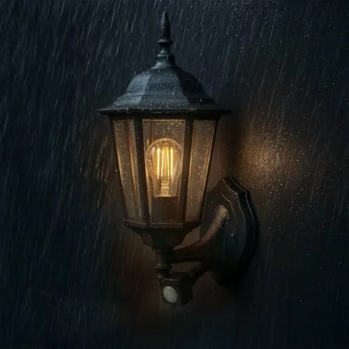 Lumiled Außenwandleuchte Vintage mit Bewegungsmelder - Lampen | Hochwertige Außenwandleuchte aus Aluminium und Glas, IP44 wasserdicht, ideal für Garten und Außenbereich, mit praktischem Bewegungsmelder.
