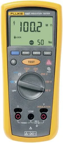 Fluke 1507 Isolationsmessgerät - 10 GΩ für umfassende Messungen - Spannungsprüfer mit digitalem Isolationstester und vollem Multimeter, ideal für Fehlersuche und Wartung, kompakt und tragbar für maximale Vielseitigkeit.