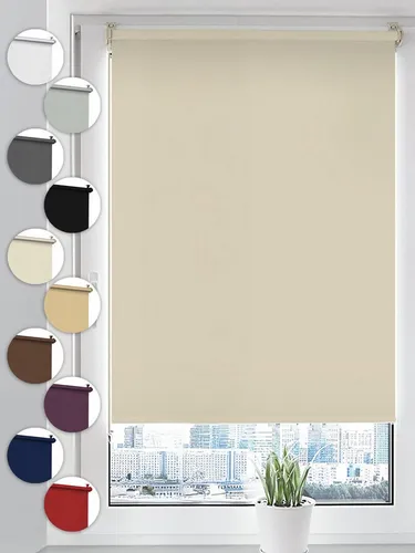 Verdunklungsrollo Seitenzugrollo, Sonello, verdunkelnd, einfach Montage ohne Bohren, Klemmfix, 25cm x 100cm Creme Verdunkelungsrollo, Rollos Fenster, Sonnenschutz