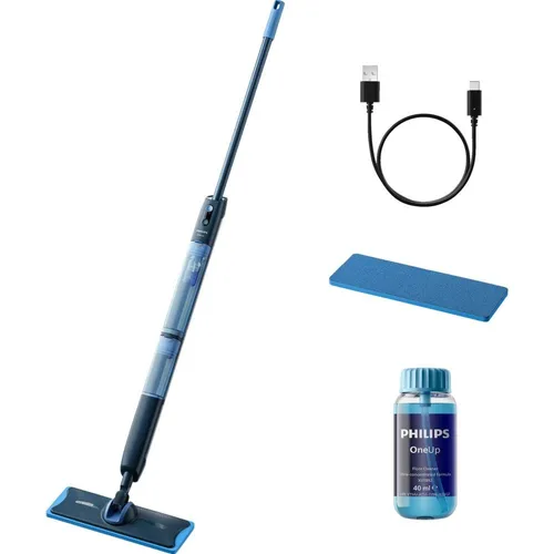 Philips Akku-Wischmopp OneUp 5000 Series XV5113/01 - Kabelloser elektrischer Wischer für 2x sauberere Böden, bis zu 70 Minuten Akkulaufzeit und geeignet für Wohnungen bis 125 m² – ideal für effizientes Wischen.