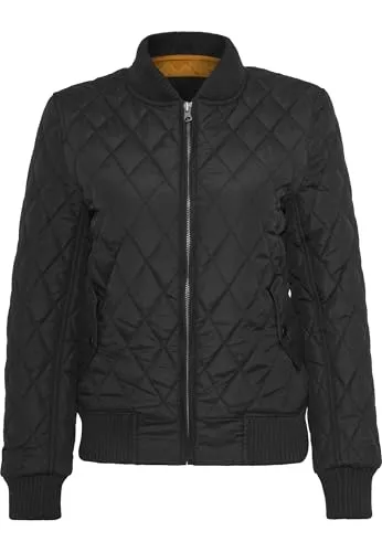 Urban Classics Damen Diamond Quilt Nylon Jacket, Schwarz, XS - Funktionsjacke mit modernem Steppdesign, ideal für stilvolle Outfits und kühle Tage.