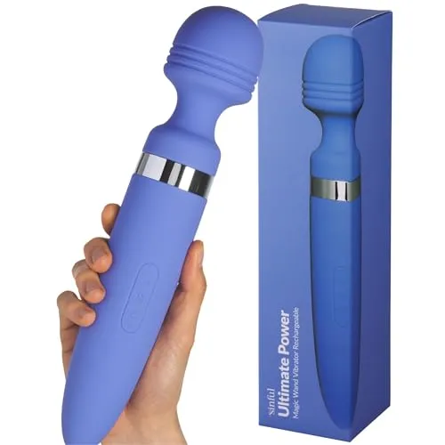 Sinful Power Wand Massagestab für Frauen Sex Sehr Stark - Silikon Vibratorstarb Frauen Gross mit 12 Vibrationsmuster - Wiederauladbarer Wand Vibrator Magic Wand für Frau - Blau Massagestab Sex Stark