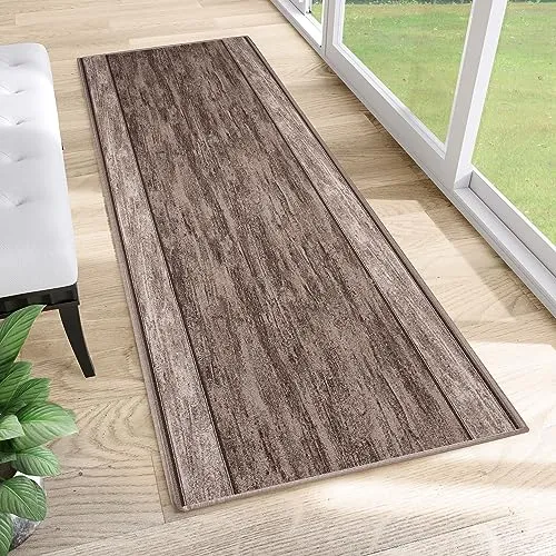 TAPISO Anti-Rutsch Teppichläufer Modern Taupe - Rutschfester Teppichläufer für Flur, Küche und Wohnzimmer. Mit modernem Design in Taupe und melierten Streifen, ideal für einen sicheren Schritt und stilvolle Akzente. Maße: 67 x 180 cm.