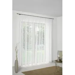 Wirth Vorhang Chloé, halbtransparent, Faltenband, 300 cm x 175 cm, weiß - Eleganter halbtransparenter Vorhang mit Faltenband für stilvolle Fensterdekoration. Pflegeleicht und formbeständig, ideal für jeden Raum.