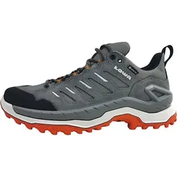 Lowa Innovo GTX Lo Herren Schuhe - Grau/Flame, 47 EU - Wanderschuhe mit innovativer LOWA DYNAPU Zwischensohle für optimale Dämpfung und Stabilität - ideal für sportliche Abenteuer in der Natur.