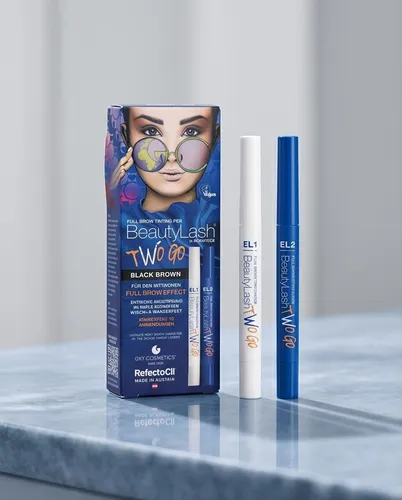 RefectoCil BeautyLash TWO GO Set Black Brown - Augenbrauenfärbung leicht gemacht - Praktisches Färbeset für Augenbrauen in zwei Schritten. Kein Mischen erforderlich, wasserfest und für bis zu 20 Anwendungen geeignet. Ideal für ein perfektes Brow-Resultat.