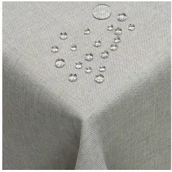 DecoHomeTextil Heimtextilmanufaktur Tischdecke Leinen Optik Tischdecke Tischtuch Abwaschbar Wasserabweisend grau Eckig 130 x 130 cm