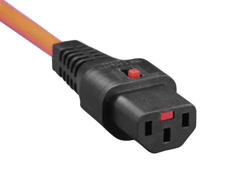 Kash Kaltgeräte-Anschlusskabel Kaltgeräte-Buchse C13 - Schutzkontakt-Winkelstecker Schwarz, Orange 3.00m 1St.