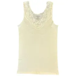 Toker Collection® Achselhemd Damen Unterhemd mit extra breiter Spitze (1 Stück, einzeln gepackt) Spitze in vielen Varianten gelb 44/46