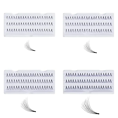 Kurtzy (4 Stk) Extension Cils Kit Faux Individuel - 8, 10, 12, 14mm Wimpernverlängerung – Premium Wimpern Verlängerungsset Lang & Kurz für Curl, Extensions, Wimpern Volumen – Natürlich & Dramatisch
