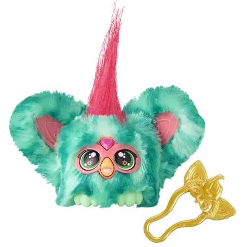 Furby Furblets Mello-Nee Mini-Freund - Interaktives Plüschtier mit über 45 chilligen Sounds und Sätzen in Furbisch. Perfekt als Geschenk für Kinder, mit abnehmbarem Schlüsselanhänger für unterwegs.