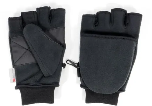 Origin Outdoors Klappfäustlinge, Thinsulate Isolierung, freie Fingerspitzen, Gr. XL, schwarz