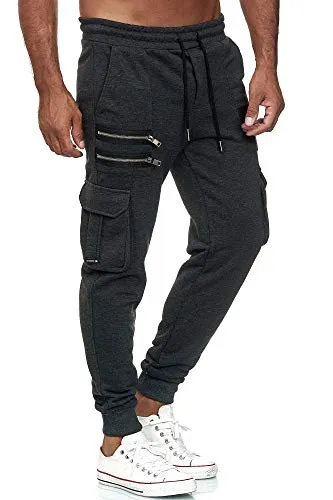 Red Bridge Herren Cargo Jogginghose M4246 Anthrazit - Sportliche Herren Jogginghose mit modischen Dekoreißverschlüssen und hohem Tragekomfort. Ideal für Fitness und Freizeit, bietet eine optimale Passform und lässigen Schnitt.