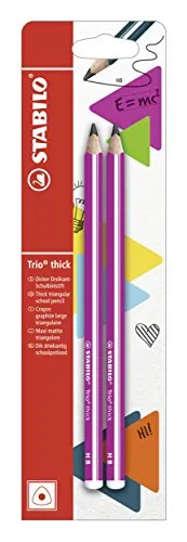 STABILO Bleistift Trio dick in pink - 2er Pack - Härtegrad HB