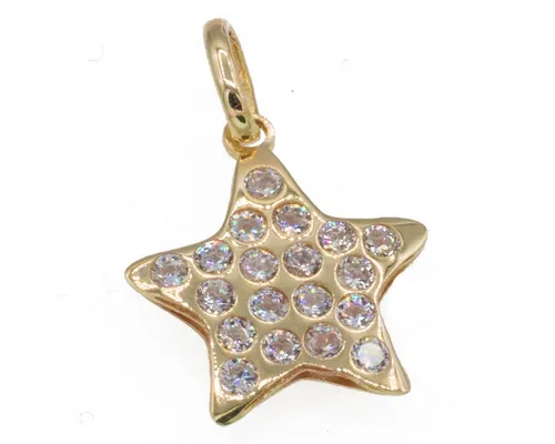 Bella Carina Kettenanhänger Stern aus 585 Gold mit Zirkonia - Eleganter Kettenanhänger in Sternform aus 585 Gold, verziert mit funkelndem Zirkonia. Ideal für besondere Anlässe oder als stilvolles Geschenk.