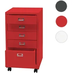 Rollcontainer HWC-L49, Schubladenschrank aus Stahl mit 5 Schubladen - Büroschränke mit robustem Stahl, 5 geräumige Schubladen und praktische Laufrollen für optimale Flexibilität im Büro.