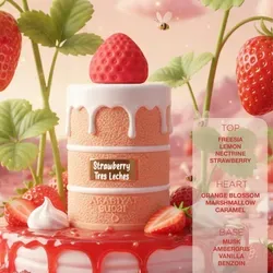 Arabiyat Sugar – Strawberry Tres Leches Eau de Parfum für Frauen - Bezauberndes Eau de Parfum mit Frische von Erdbeermilch und floralen Noten. Ideal für einen sanften, einhüllenden Duft, der Freude und Leichtigkeit versprüht.