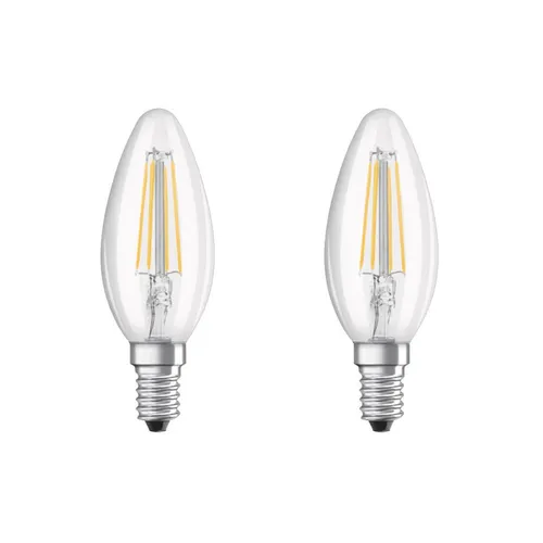 Osram 2er Pack LED Base Classic B 40 4W=40W 470lm E14 Klar Warmweiß 2700K Kerze