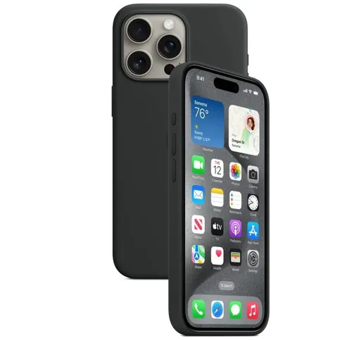 Silikon Tasche Case Apple iPhone 15 Pro Max Schwarz / Black MagSafe Backcover