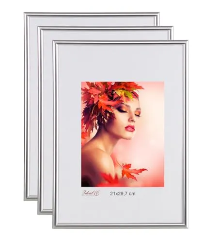 IDEAL TREND 2er 3er 5er Pack Bilderrahmen Kunststoff Lifestyle Foto Rahmen Collage KYOTO: Farbe: 3er Pack Silber | Format: 13x18