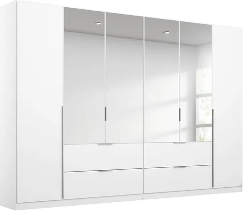 Drehtürenschrank RAUCH "Memphis" – Moderner Stauraum in Weiß - Kleiderschrank in Weiß, B:270cm, H:210cm, T:54cm, mit integrierten Schubkästen und großflächigen Spiegeln für mehr Raumgefühl. Ideal für kleine Räume und höchsten Wohnkomfort.