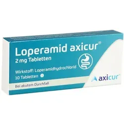 Loperamid axicur 2 mg Tabletten - Arzneimittel zur symptomatischen Behandlung von akuten Durchfällen bei Erwachsenen und Kindern ab 12 Jahren – schnell wirksam und einfach dosierbar.