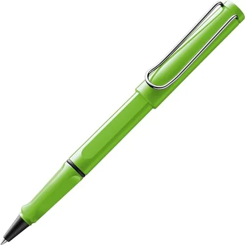 Lamy safari green Tintenroller – zeitlos klassischer Stift mit ergonomischem Griff & Strichbreite M - Gehäuse aus robustem ASA-Kunststoff – mit Tintenrollermine M 63 in blau