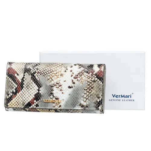 VerMari Vipera Silber Leder Damen Geldbörse - Elegante Geldbörse aus hochwertigem Leder für Damen, bietet viel Platz für Karten und Bargeld, stilvolles Design in mehrfarbigen Nuancen.