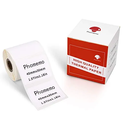 Phomemo M110 Etikett Phomemo Multifunktional Thermo selbstklebendes Etikett,1.57"x1.18" (40x30mm),kompatibel mit M110 M200 M120 M220 M221 M108 M102 M100 M150 M250 M260 Etikettendrucker, 230/Rolle