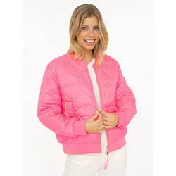 Zwillingsherz Bomberjacke "Be Happy" – Modisch mit Kontrastdetails - Stylische Bomberjacke in Neon Pink, regular fit mit langem Arm. Zwei praktische Taschen und modische Kontrastdetails machen sie zum idealen Begleiter für jeden Tag.