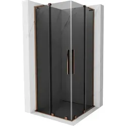 Mexen Velar L Duo Duschkabine 100x100 cm - Graphit & Roségold - Elegante Duschkabine mit schwenkbaren Schiebetüren, aus 8 mm gehärtetem Glas, ideal für stilvolle Bäder. Die Kombination aus Graphit und Roségold sorgt für einen modernen Look.