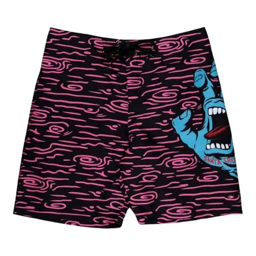Santa Cruz Screaming Hand Boardshorts - Neon Wood, 34W - Stylische Boardshorts aus 100 % Polyester mit Kordelzugverschluss. Ideal für den Strand, mit sublimiertem Druck und praktischer Gesäßtasche. Erhältlich in verschiedenen Größen.