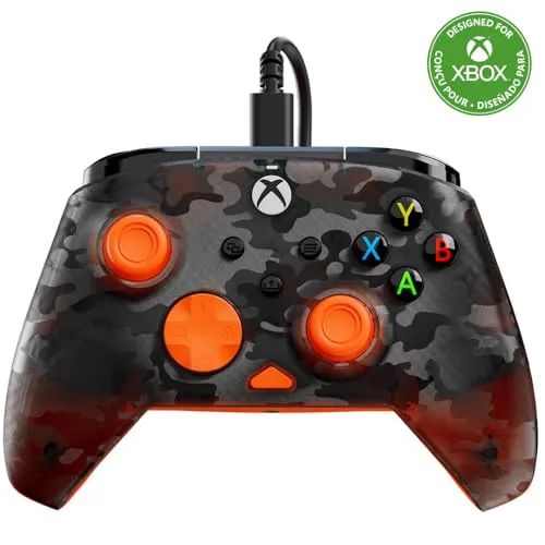 Turtle Beach Rematch Core Ghost Schwarz Camo/Orange - Wired Gaming Controller für Xbox und PC - Gaming Controller mit anpassbaren Impuls-Triggern und ergonomischem Design für komfortables Gameplay, ideal für Xbox Series X|S, Xbox One und Windows PCs.
