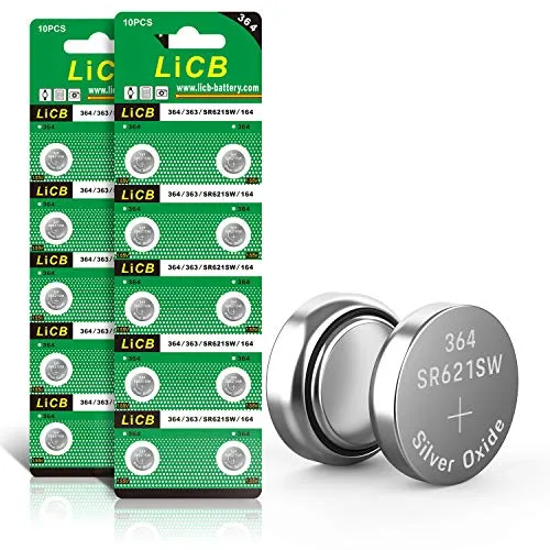 LiCB 20 Stück SR621SW Uhrenbatterie, 364 1,5V Knopfzelle Batterien V364 AG1 LR621 SR 621SW Armbanduhr Batterie