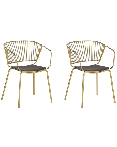 BELIANI Set mit 2 Esszimmerstühlen Gold Kunstleder Schwarz - Industrielle Esszimmerstühle im edlen Goldton mit komfortablen Kunstleder-Sitzpolstern. Perfekt für Küche oder Esszimmer, vereinen sie modernes Design und hohen Sitzkomfort.