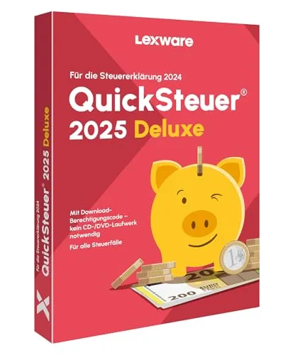 QuickSteuer Deluxe 2025 - Steuererklärung leicht gemacht - Steuererklärungs-Software für private und gewerbliche Nutzung, inkl. Einnahmen-Überschussrechner und Steuerprüfer für fehlerfreie Eingaben.